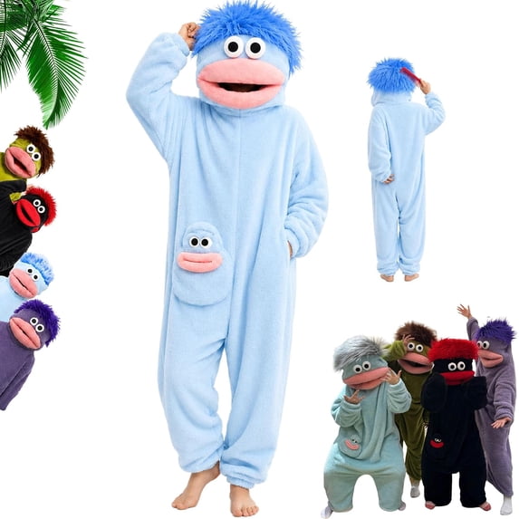 Fuzzy Pajamas Big Mouth Monster Onesie | Funny Monster Onesies ,Cartoon Cute Full-Body Sleepwear with Soft Fabric, Pajama Party & Cozy Sleepwear Gift