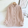 thumbnail image 1 of Fuzzy Pajamas Shirts for Women, Winter Flannel Warm Sleepwear Button down Thermal Tops Comfy Pjs Loungewear New Pinky M, 1 of 3