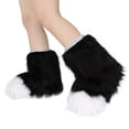 thumbnail image 1 of Fuzzy Paw Cosplay Soft Funny House Shoes Christmas Plush Beast Foot black and white, 1 of 10