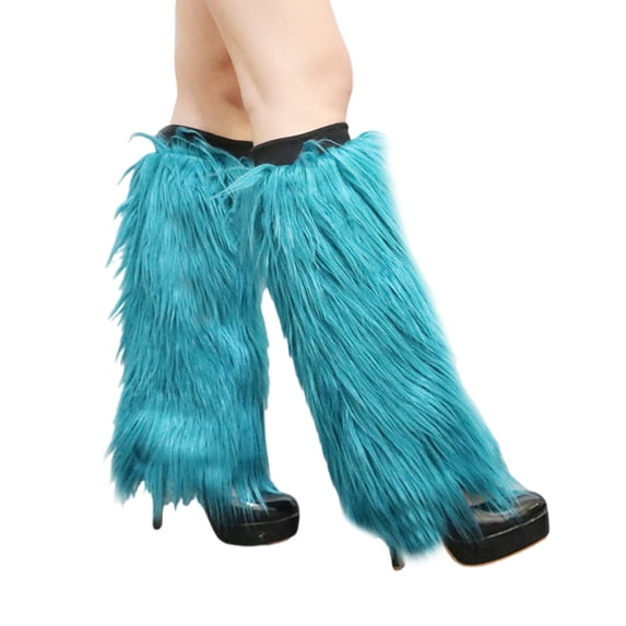 Fuzzy Plush Leg Warmers for Women Multipurpose Furry Boot Toppers Cuffs Elastic Leg Gaiters Stockings for Cold Weather