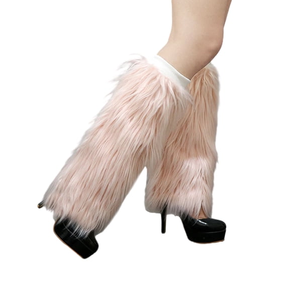 Fuzzy Plush Leg Warmers for Women Multipurpose Furry Boot Toppers Cuffs Elastic Leg Gaiters Stockings for Cold Weather