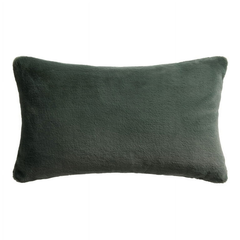 Fuzzy Plush Lumbar Pillow Moss Green