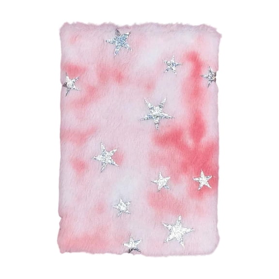 Fuzzy Plush Notebook, Lined Journal With Soft Fabric Cover for Notes, Diary, Office Writing, Style A