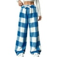 thumbnail image 1 of Fuzzy Plush Pants for Women Fleece Plaid Wide-Leg Trousers with Drawstring Casual High Waisted Bottoms Warm Comfy Loungewear Sherpa Pajama Pant Fall Winter Outfits, 1 of 7