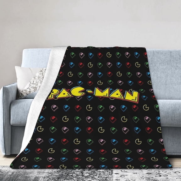 Fuzzy Plush Warm Blanket Pac Game Man Soft Fleece Blankets Cartoon Arcade Game Throw Blanket For Bed Couch Living Room Office Decoration 30"X40"