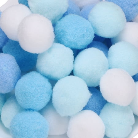 Fuzzy Pom Poms Balls, 108 Pcs 1 Inch/25 mm Mini PomPoms for Crafts Jewelry Making Light Blue Series
