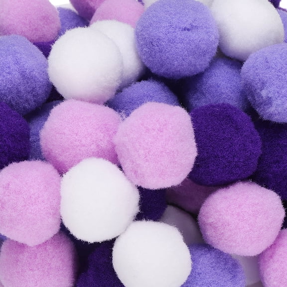 Fuzzy Pom Poms Balls, 108 Pcs 1 Inch/25 mm Mini PomPoms for Crafts Jewelry Making Purple Series