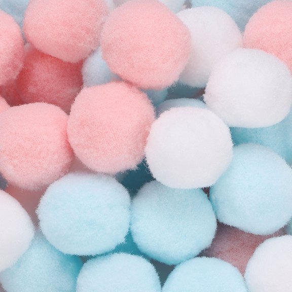 Fuzzy Pom Poms Balls, 108 Pcs 1 Inch/25 mm Mini PomPoms for Crafts Jewelry Making White/Blue/Pink