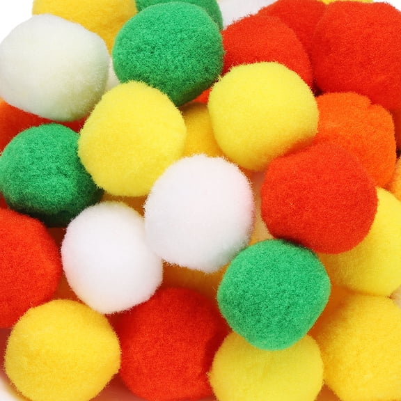 Fuzzy Pom Poms Balls, 108 Pcs 1 Inch/25 mm Mini PomPoms for Crafts Jewelry Making Yellow/Orange/Green