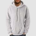 thumbnail image 1 of Fuzzy Pullover Hoodie Sweatshirts for Men Round Neck Oversized Top Long Sleeve Fleece Shirts with Pockets, 1 of 5