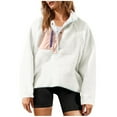 thumbnail image 1 of Fuzzy Sherpa Sweatshirts for Women Color Block Casual Stand Collar Long Sleeve Loose Pullovers Tunic Tops, 1 of 8