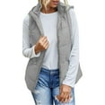 thumbnail image 1 of Fuzzy Sleeveless Vests for Women Zip Mock Neck Puffer Vests No Hood Warm Comfy Outerwear with Pockets, 1 of 7