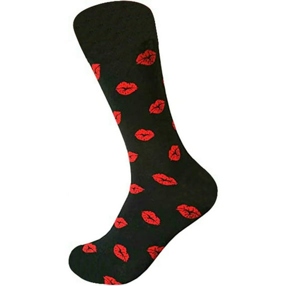 Fuzzy Slipper Socks Men's Women's Valentines Crew Socks Cute Printed Mid Tube Socks for Adult Gifts Grip Socks Soccer Black One Size