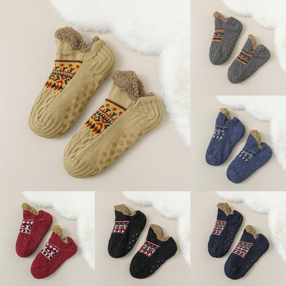 Fuzzy Slipper Socks for Men Women with Grippers, House Slippers Winter Cozy Warm Thick Non-Slip Fuzzy Thermal Socks