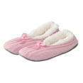 thumbnail image 1 of Fuzzy Slipper Socks for Women Cute Bow Soft Knit Winter Warm Slip on House Shoes Non-Slip Bedroom Booties Light Pink 8, 1 of 5