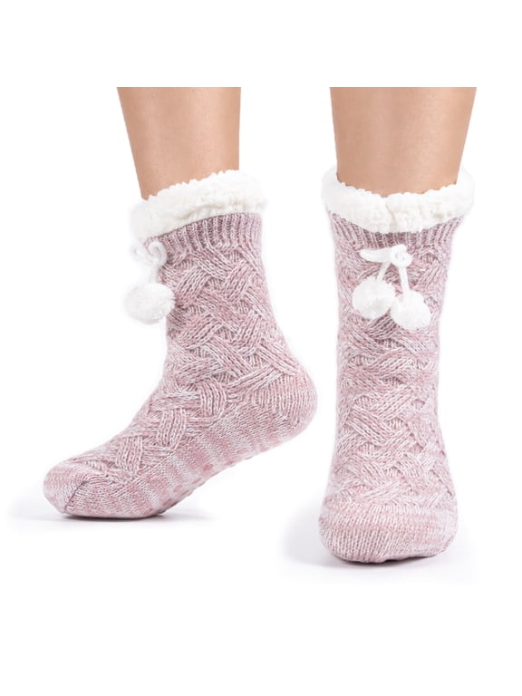 Fuzzy Slipper Socks for Women Fluffy Cozy Cabin Winter Warm Soft Fleece Comfy Thick Socks with Grips