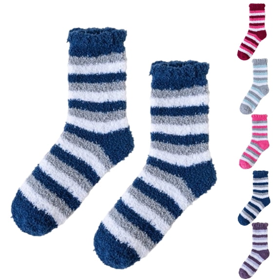 Fuzzy Slipper Socks for Women Men Fluffy Warm Winter Socks Valentines Day Christmas Gift Stocking Stuffers,Dark Blue