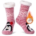 thumbnail image 1 of Fuzzy Slipper Socks for Women, PUTUO Warm Non Slip Grip Socks Sherpa-Lined Thick Cozy Fluffy Mid Calf Winter Home Socks, Penguin Pattern, 1 of 6