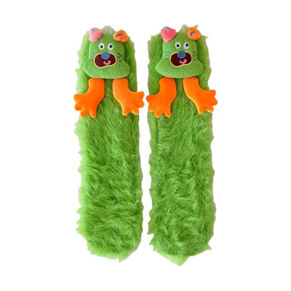 Fuzzy Slipper Socks for Women Winter Warm Thick Fleece Colorful Floor Socks Cartoon Dog Furry Socks for Home Sleeping