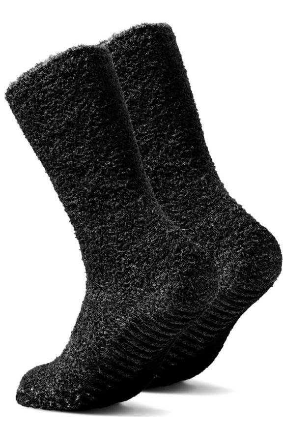 Fuzzy Slipper Socks with Grips – Non-skid socks – Cozy Socks – 2 pairs