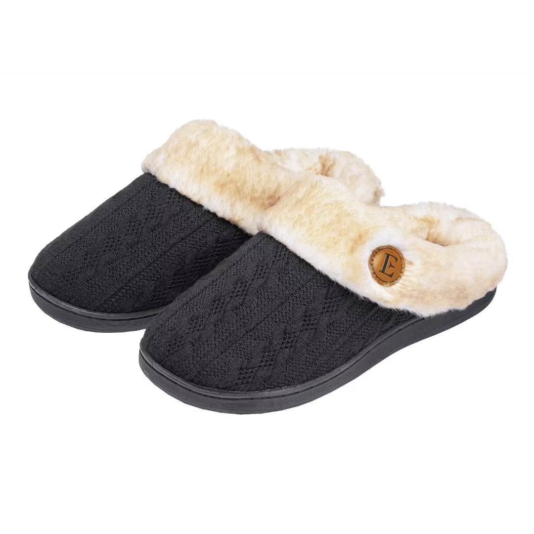 Fuzzy Slipper for Women Memory Foam Comfy Slippers Indoor and Outdoor
