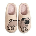 Fuzzy Slippers For Women House Warm Couple Dog Pattern Cartoon Large
