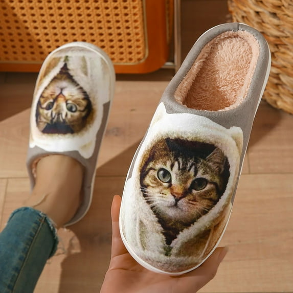 Fuzzy Slippers For Women Men Cute Fluffy Animal Slippers Warm Winter Wear Home Cozy Furry Soft Indoor Kawaii Shoes Grey 37