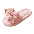 thumbnail image 1 of Fuzzy Slippers For Women Opening Open Toe Foreign Trade Bow Female Home Slippers Warm Cozy Winter House Slippers Bedroom Indoor House Shoes, 1 of 7