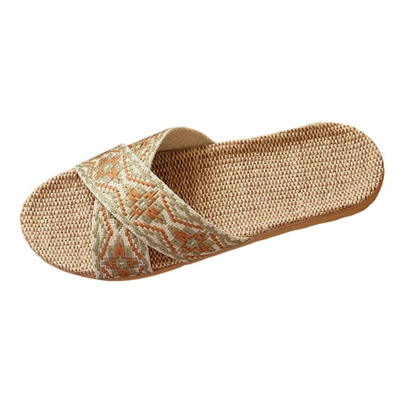 Fuzzy Slippers For Women Couple Retro Colour Blocking Printing Outside Wear Home Cotton Linen Sandals Slippers Warm Cozy Winter House Slippers Bedroom Indoor House Shoes