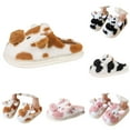 thumbnail image 1 of Fuzzy Slippers For Women Couples Men On Furry Flat Home Winter Round Toe Keep Warm Spotted Cow Slippers Shoes Warm Cozy Winter House Slippers Bedroom Indoor House Shoes, 1 of 7