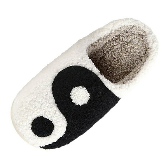 Fuzzy Slippers Women On Indoor Bedroom Slippers Festive Prints Warm Comfortable Home Footwear Fluffy Winter House Shoes Plush Slippers Woman Slippers White 37