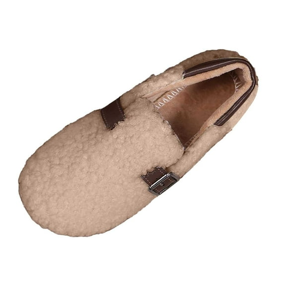 Fuzzy Slippers For Women Slippers Outdoor Comfortable Shoes Casual Warm Fuzzy Slide On Flat Heel Soft Winter Fall Loafers Warm Cozy Winter House Slippers Bedroom Indoor House Shoes