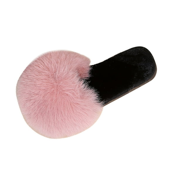 Fuzzy Slippers For Women On Toe Shoes Home Plush Open Furry Warm Keep Slippers Flat Home Slipper Warm Cozy Winter House Slippers Bedroom Indoor House Shoes