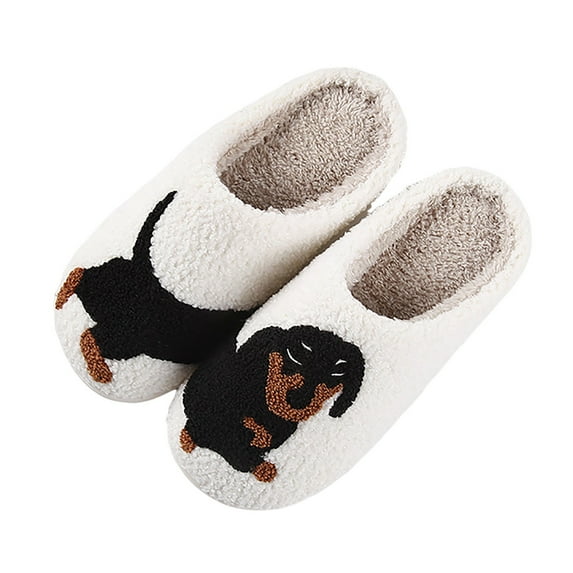 Fuzzy Slippers For Women Winter Puppy Pattern Cotton Slippers Comfortable Home Warm Slippers Warm Cozy Winter House Slippers Bedroom Indoor House Shoes