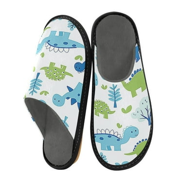 Fuzzy Slippers Women and Men Non-slip Fuzzy Flat Slippers House Bedroom Slippers for Adult Adorable Ccartoon Dinosaur