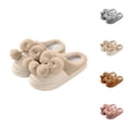 thumbnail image 1 of Fuzzy Slippers for Women 2025 Cute Bow Fleece Lined Winter Warm Cozy Slip On Slippers Indoor Platform House Shoes, 1 of 7