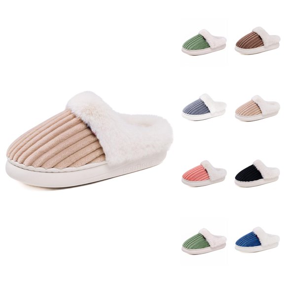 Fuzzy Slippers for Women Men 2025 Winter Cozy Fleece Lined Warm Slip On Slippers Indoor House Shoes