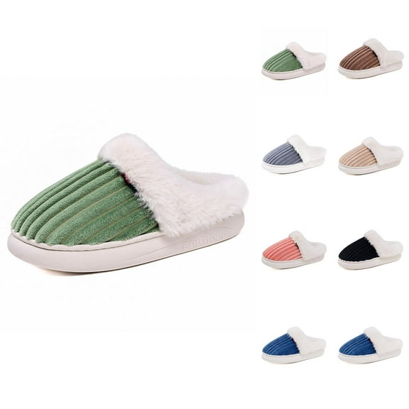 Fuzzy Slippers for Women Men 2025 Winter Cozy Fleece Lined Warm Slip On Slippers Indoor House Shoes