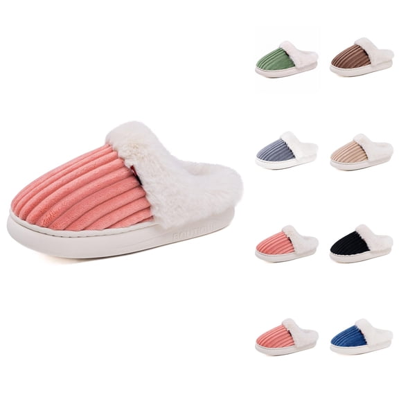 Fuzzy Slippers for Women Men 2025 Winter Cozy Fleece Lined Warm Slip On Slippers Indoor House Shoes
