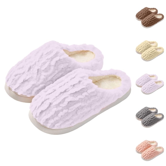 Fuzzy Slippers for Women Men Fleece Lined Winter Warm Cozy Slip On Slippers Indoor Comfort House Shoes