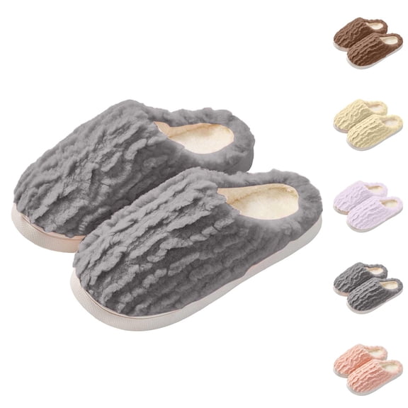 Fuzzy Slippers for Women Men Fleece Lined Winter Warm Cozy Slip On Slippers Indoor Comfort House Shoes