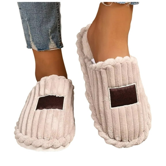 Fuzzy Slippers for Women Men Guest Adult Cozy Plush Memory Foam House Slides Shoes Winter Bedroom Home Slip on