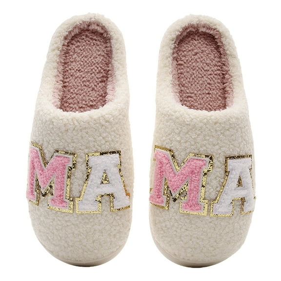 Fuzzy Slippers for Women Men Valentine's Day Funny Print Matching Slipper Platform Memory Foam Slip on House Shoes Light Pink 10