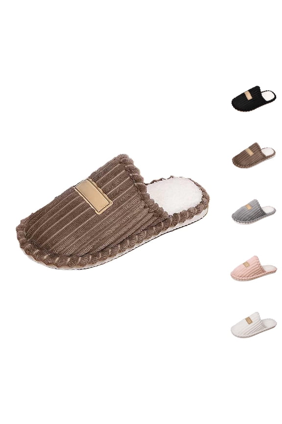 Fuzzy Slippers for Women Warm Cozy Plush House Slides Cozy Slippers And Stylish Indoor Stripe Slippers For Couples Warm And Comfortable Home Footwear