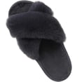 thumbnail image 1 of Litfun Fuzzy Slippers for Women, Soft Plush Cross Band Slip on Open Toe House Slippers with Memory Foam, Dark Grey, 1 of 7