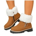thumbnail image 1 of Fuzzy Snow Boots for Women Suede Fold Over Plush Warm Lug Sole Chunky Heel Zipper Winter Ankle Booties, 1 of 8