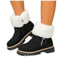 thumbnail image 1 of Fuzzy Snow Boots for Women Suede Fold Over Plush Warm Lug Sole Chunky Heel Zipper Winter Ankle Booties, 1 of 8