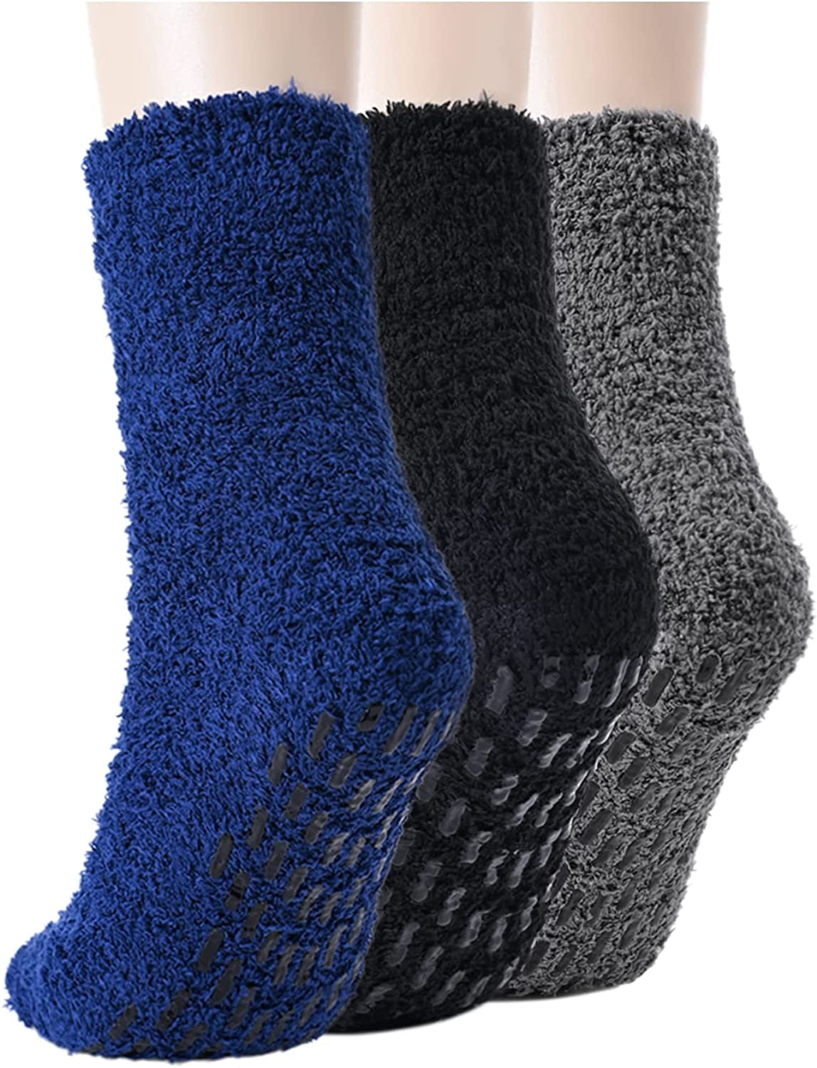 Fuzzy Socks Men, Boys Fuzzy Socks Bulk, Fluffy Grip Grippy Winter Warm