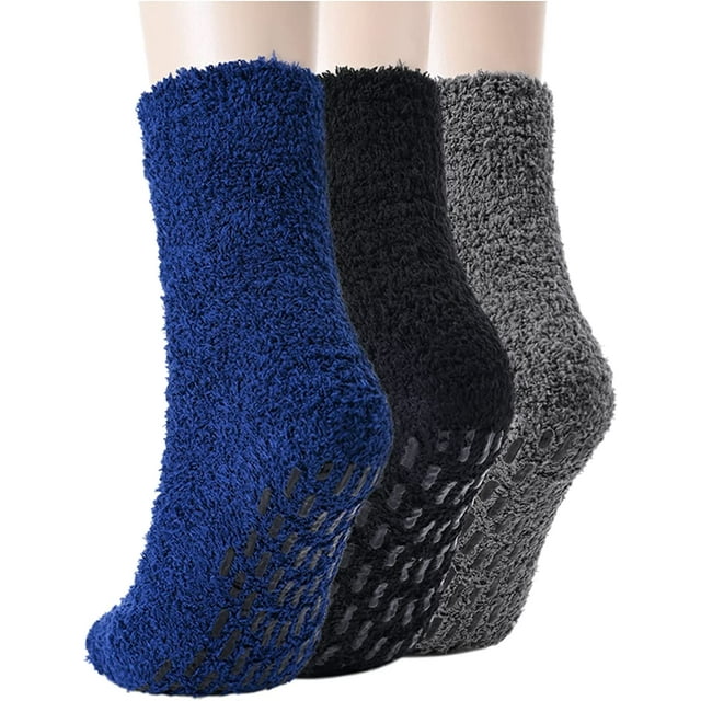 Fuzzy Socks Men, Boys Fuzzy Socks Bulk, Fluffy Grip Grippy Winter Warm