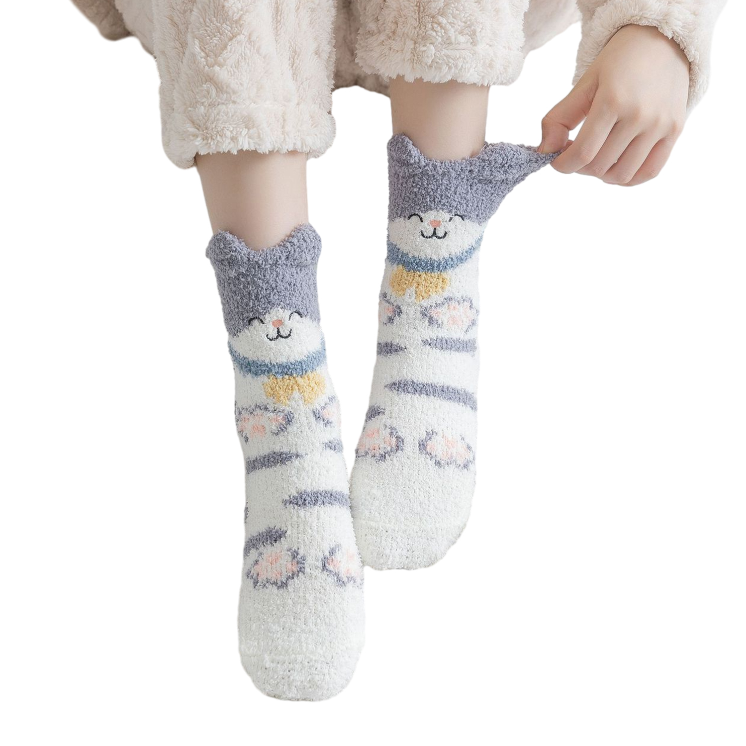 Fuzzy Socks, Slipper Socks with Grippers for Women and Man, Fluffy Cozy